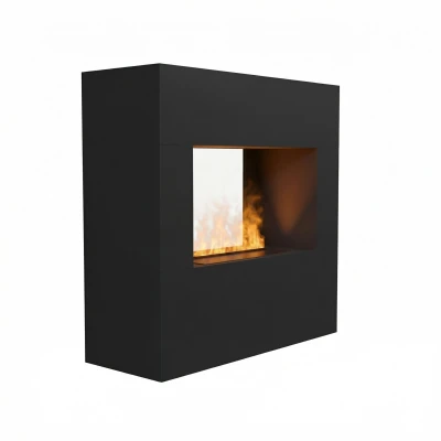 Goethe Schwarz OMC 600 – Realistische Flamme, Umweltfreundliches Design, Freistehend (Schwarz)